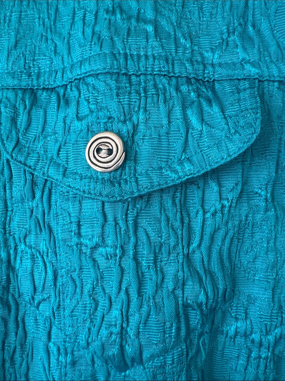 Chico's Teal Crinkled Button-Front Jacket - Picture 4 of 5